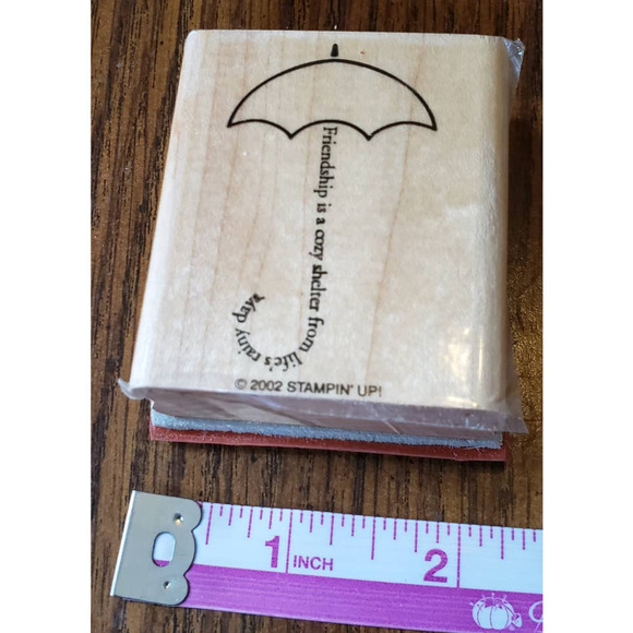 Stampin Up Umbrella Friendship is a Cozy Shelter Wood Mounted Rubber Stamp - Picture 2 of 7